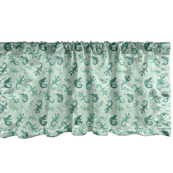 Ambesonne Gecko Window Valance, Little Lizards Chameleons Chevron Zigzag Ornate Pattern, Curtain Valance for Kitchen Bedroom Decor with Rod Pocket, 54" X 18", Pale Green Dark Green