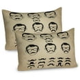 thumbnail image 1 of Ambesonne Geek Pillow Sham 2 Pack, Male Face Moustache Hair, 36"x20", Eggshell Beige and Black, 1 of 3