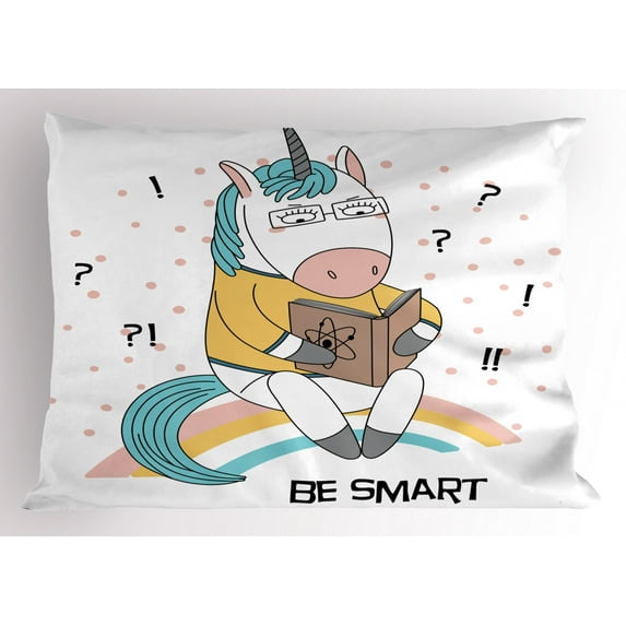 Ambesonne Geek Pillow Sham, Unicorn Rainbow Physics, 26" X 20", Multicolor