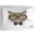 thumbnail image 1 of Ambesonne Geek Pillow Sham, Urban Style Hipster Cat, 26" X 20", Multicolor, 1 of 2