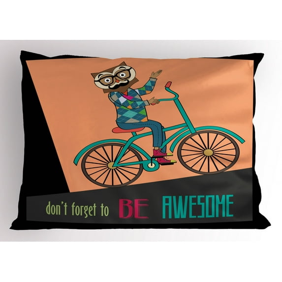 Ambesonne Geek Pillow Sham, Words and Owl, 36" X 20", Multicolor