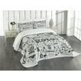 thumbnail image 1 of Ambesonne Geek Quilted Bedspread Set 3 Pcs, Space Geek Theme Sci Fi, Queen Size, Grey Pale Grey, 1 of 5