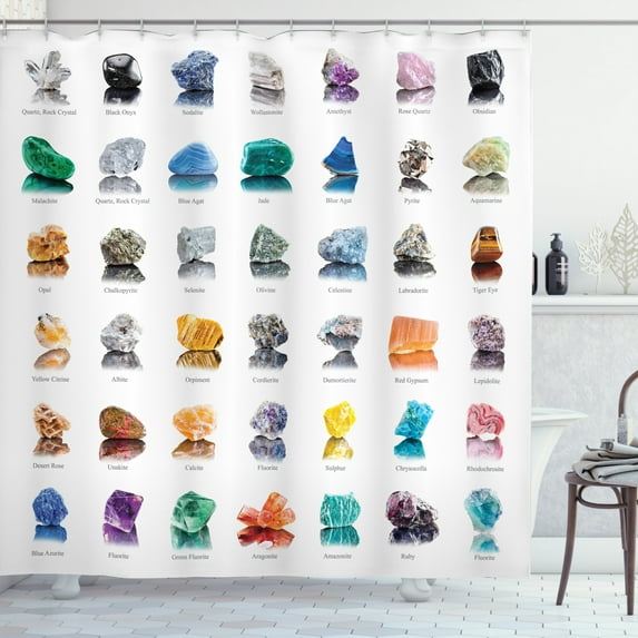 Ambesonne Gemstone Shower Curtain, Mineral Geology Theme, 69"Wx84"L, Multicolor