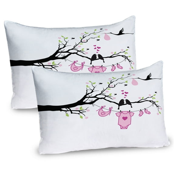 Ambesonne Gender Reveal Pillow Sham 2 Pack, Girl Love, 26"x20", Pink Lime Black