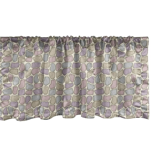 Ambesonne Geology Window Valance, Colorful Stone Wall Themed Pattern with Uneven Shapes Retro Toned Illustration, Curtain Valance for Kitchen Bedroom Decor with Rod Pocket, 54" X 12", Multicolor