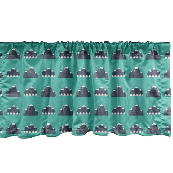 Ambesonne Geology Window Valance, Outdoor Rock Snow Mountain, 54" X 12", Dark Blue Dark Seafoam