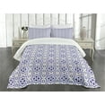 thumbnail image 1 of Ambesonne Geometrıc Quilted Bedspread Set 3 Pcs, Portuguese Floor Tile, King Size, Violet Blue and Blue Grey, 1 of 5