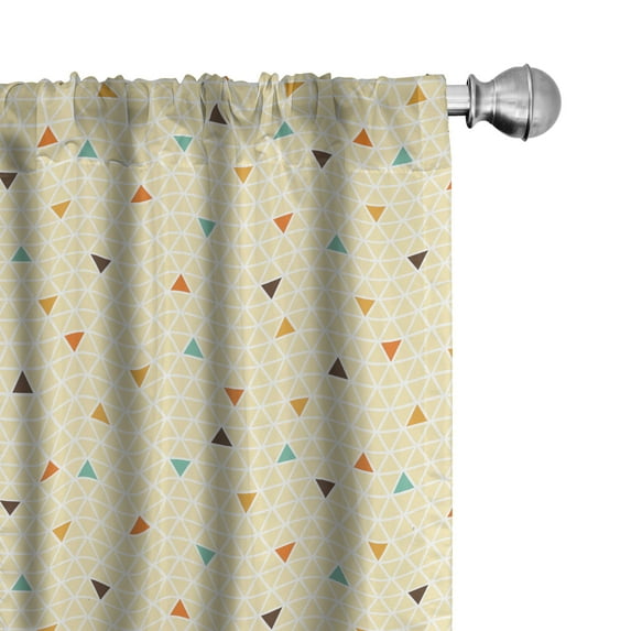 Ambesonne Geometric Window Curtains, 90s Vibe Triangles Art, Each 28" W x 63" L, Pale Yellow and Dark Seafoam