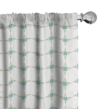 Ambesonne Geometric 4-Panel Curtains, Abstract Plain Rounds Art, 56"x84", Seafoam Amber