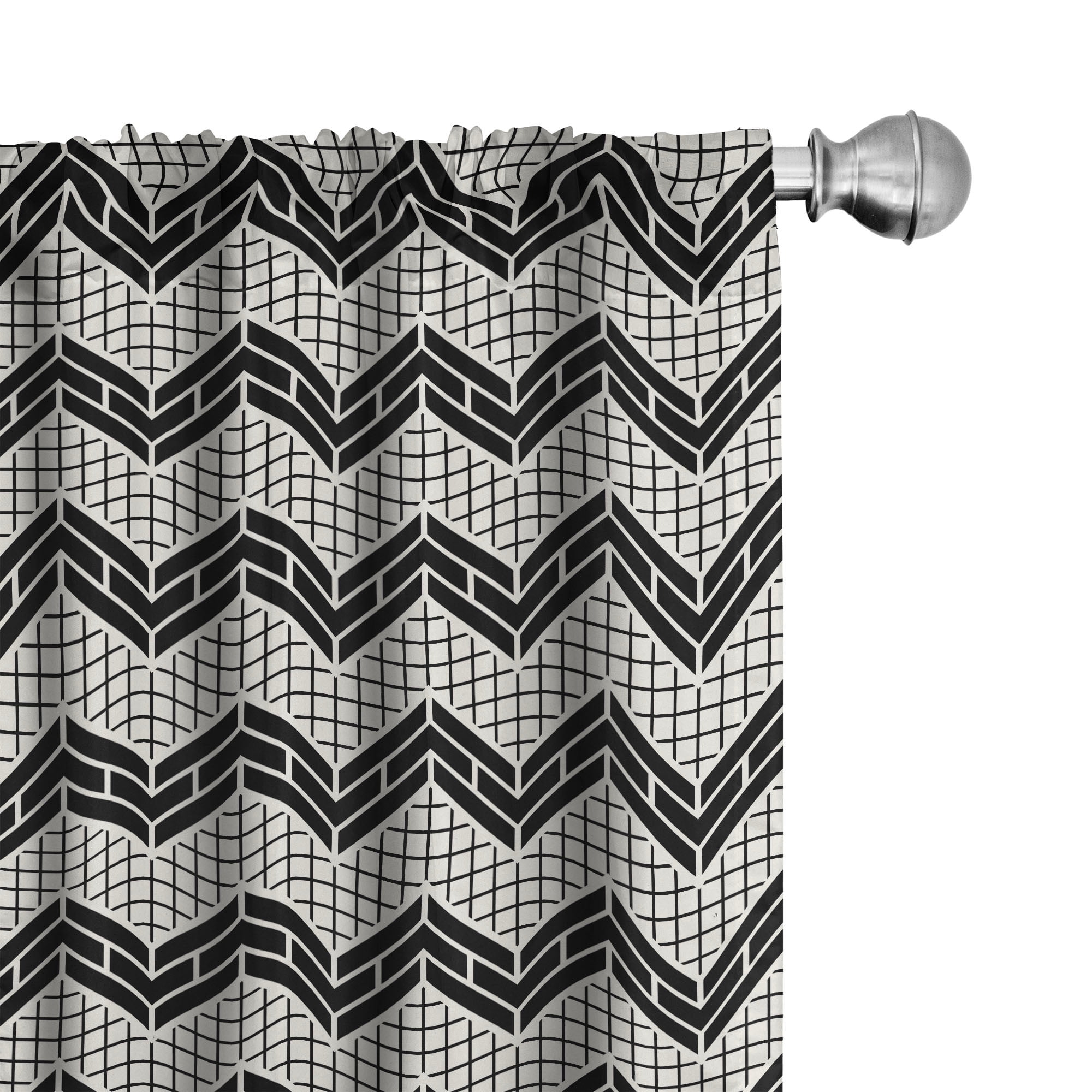 Ambesonne Geometric 4-Panel Curtains, Chevron Zigzag Monochrome, 56\, image size:2000x2000