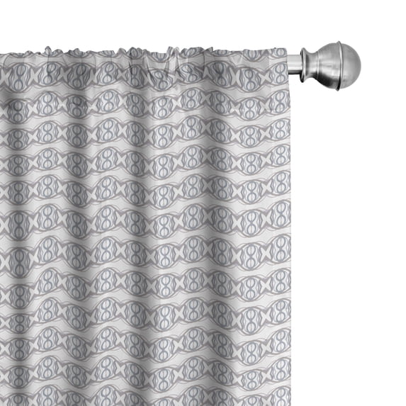 Ambesonne Geometric 4-Panel Curtains, Concentric Circle Pattern, 56"x84", Grey Pink White
