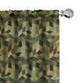 thumbnail image 1 of Ambesonne Geometric Window Curtains, Cubes in Retro Colors Art, Each 28" W x 84" L, Army Green and Dark Brown, 1 of 4