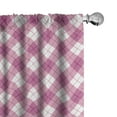 thumbnail image 1 of Ambesonne Abstract Window Curtains, Diagonal Pastel Plaid Art, Each 28" W x 63" L, Pale Pink Fuchsia White, 1 of 5