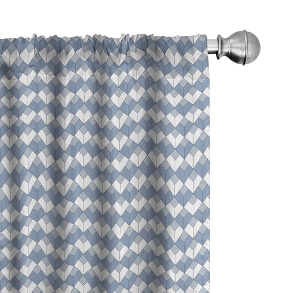 Ambesonne Geometric Window Curtains, Diamond Line Modern, Each 28" W x 63" L, Slate Blue White Blue