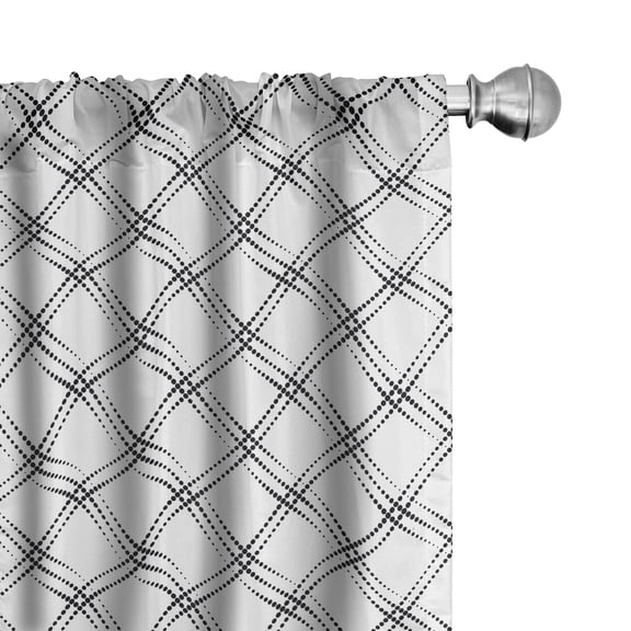 Ambesonne Geometric 4-Panel Curtains, Dotted Diamond Pattern, 56"x95", White Black