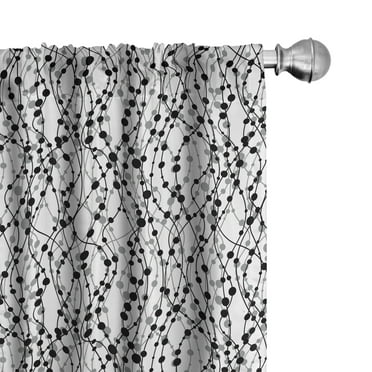 Ambesonne Geometric 4-Panel Curtains, Eighties Inspirations, 56"x95", Black Grey White