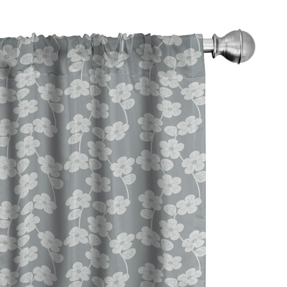 Ambesonne Geometric Window Curtains, Flower Buds Vintage, Each 28" W x 95" L, Grey Beige