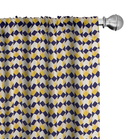 Ambesonne Geometric 4-Panel Curtains, Folk Aztec Culture Ethnic, 56"x63", Indigo Beige and Mustard