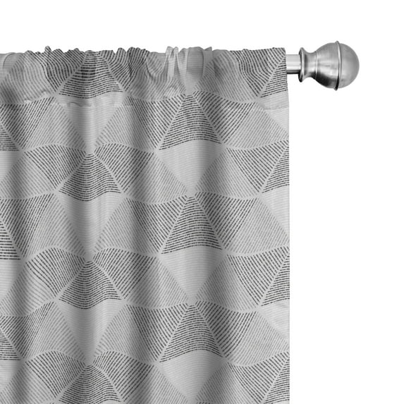 Ambesonne Geometric Window Curtains, Grungy Greyscale Tones, Each 28" W x 63" L, Pale Grey Dark Taupe