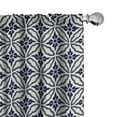 thumbnail image 1 of Ambesonne Geometric Window Curtains, Japanese Mandala, Each 28" W x 63" L, Dark Blue Cream, 1 of 5
