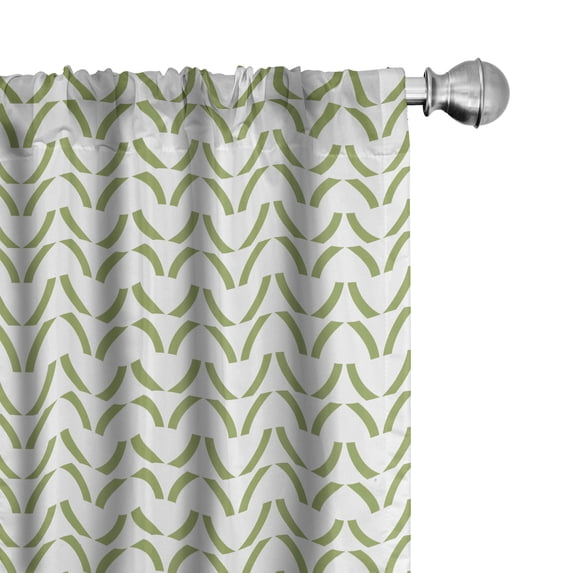 Ambesonne Geometric 4-Panel Curtains, Minimalist Boho Lines, 56"x84", Pale Olive Green White