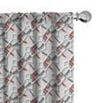 thumbnail image 1 of Ambesonne Geometric 4-Panel Curtains, Modern Grid Design, 56"x95", Charcoal Grey White Red, 1 of 4