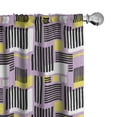 thumbnail image 1 of Ambesonne Geometric Window Curtains, Modern Stripe and Squares, Each 28" W x 63" L, Lilac Charcoal Grey, 1 of 4