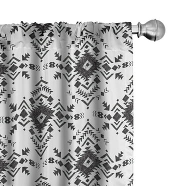 Ambesonne Geometric 4-Panel Curtains, Monochrome Shapes Zigzags, 56"x95", Dark Taupe Grey White