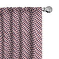 thumbnail image 1 of Ambesonne Geometric Window Curtains, Mosaic Grid Pattern, Each 28" W x 84" L, Dark Coral Navy Blue, 1 of 4
