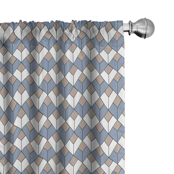 Ambesonne Geometric Window Curtains, Nested Diamond Line, Each 28" W x 95" L, Dried Rose Slate Blue