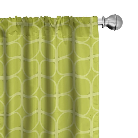 Ambesonne Geometric 4-Panel Curtains, Nostalgic Retro Forms Art, 56"x95", Apple Green
