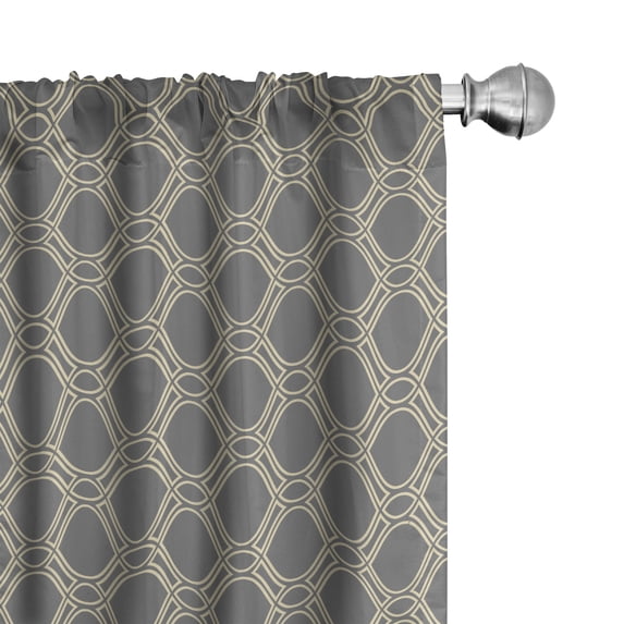 Ambesonne Geometric Window Curtains, Oval Shapes Stripes, Each 28" W x 63" L, Beige and Taupe