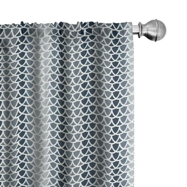 Ambesonne Geometric 4-Panel Curtains, Overlapping Abstract Art, 56"x63", Dark Slate Blue and White