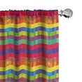 thumbnail image 1 of Ambesonne Geometric Window Curtains, Psychedelic LGBT Lattice, Each 28" W x 63" L, Mustard and Violet Blue, 1 of 4