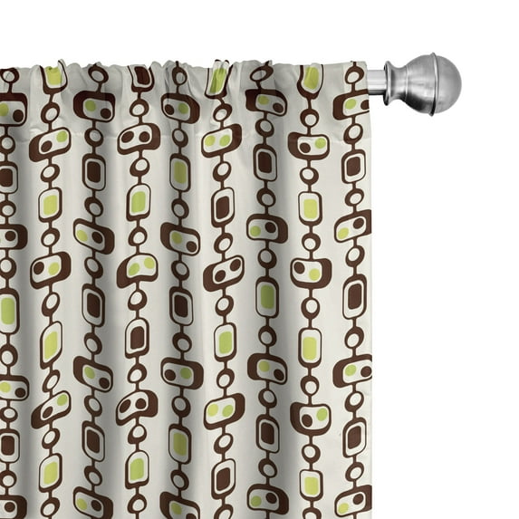 Ambesonne Geometric 4-Panel Curtains, Rectangle Elements, 56"x63", Brown Apple Green