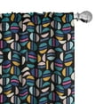 thumbnail image 1 of Ambesonne Geometric 4-Panel Curtains, Retro Circular Half Round, 56"x84", Petrol Blue Black Pink, 1 of 4