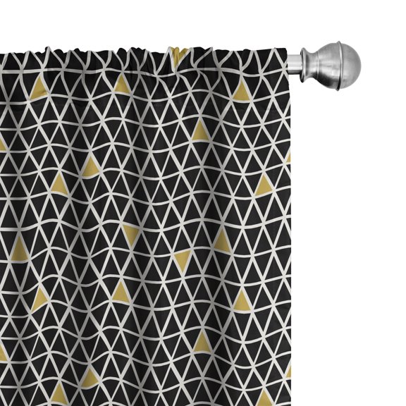 Ambesonne Geometric Window Curtains, Simplistic Rhombus, Each 28" W x 95" L, Black White and Yellow