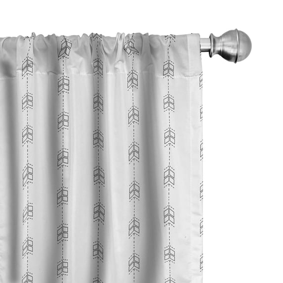 Ambesonne Geometric Window Curtains, Simplistic Shapes Lines, Each 28" W x 63" L, Dimgray and White