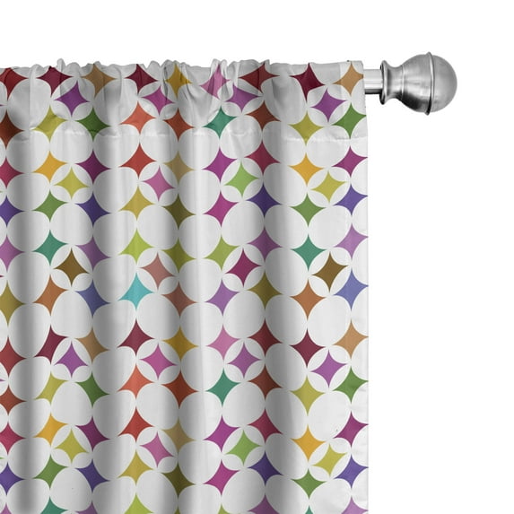 Ambesonne Geometric Window Curtains, Star-Like Pattern Art, Each 28" W x 95" L, Cinnamon Dark Magenta