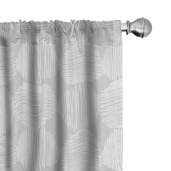 Ambesonne Geometric Window Curtains, Symmetric Scribble Rounds, Each 28" W x 84" L, Pale Grey White