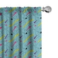 thumbnail image 1 of Ambesonne Geometric 4-Panel Curtains, Triangle Rectangle Lines, 56"x95", Aqua Hot Pink and Yellow, 1 of 4