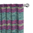 thumbnail image 1 of Ambesonne Geometric Window Curtains, Wynth Wave Stripe Print, Each 28" W x 84" L, Almond Green Indigo, 1 of 4