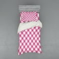 thumbnail image 1 of Ambesonne Geometric Bedding Set 3 Pcs, Diagonal Pastel Color, Twin XL, Fuchsia Pale Pink White, 1 of 3