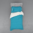 thumbnail image 1 of Ambesonne Geometric Bedding Set 3 Pcs, Striped Cruise Colors, Twin XL, Pale Blue Teal, 1 of 3
