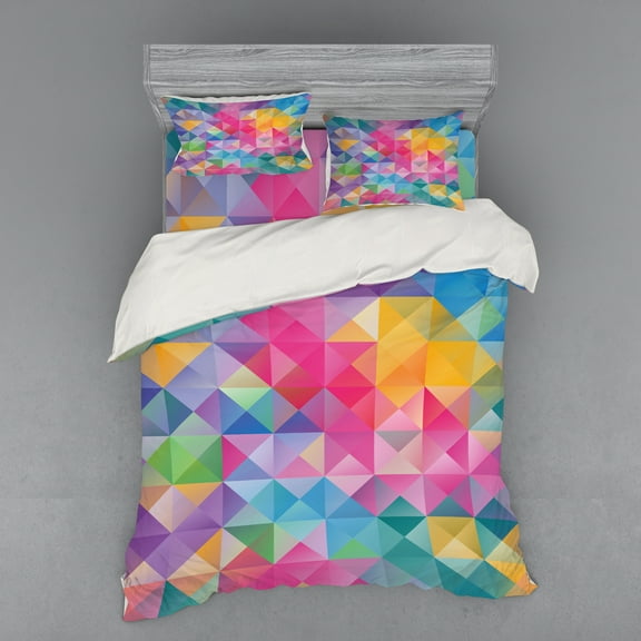 Ambesonne Geometric Bedding Set 4 Pcs, Abstract Blurry Image, Queen, Multicolor