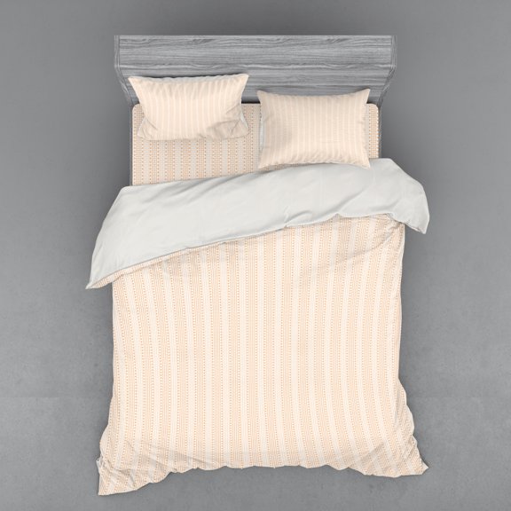 Ambesonne Geometric Bedding Set 4 Pcs, Abstract Vertical Waves, Queen, Peach Pale Peach White