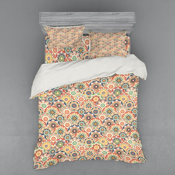 Ambesonne Geometric Bedding Set 4 Pcs, Floral Old Display, Queen, Multicolor