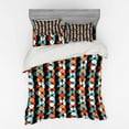 thumbnail image 1 of Ambesonne Geometric Bedding Set 4 Pcs, Modern Hexagon Design, Queen, Turquoise Salmon, 1 of 2