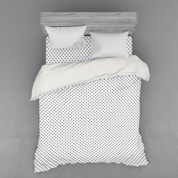 Ambesonne Geometric Bedding Set 4 Pcs, Stripes and Angled Lines, Queen, Grey and White