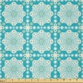 thumbnail image 1 of Ambesonne Geometric Boho Fabric by the Yard Microfiber, Bohemian Ethnic Star, 5 Yards, Dark Seafoam Ecru and White, 1 of 2